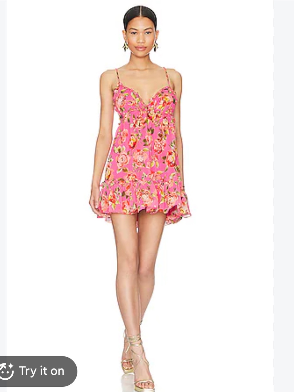 MAJORELLE Paloma Pink Floral Ruffle Mini Skirt
